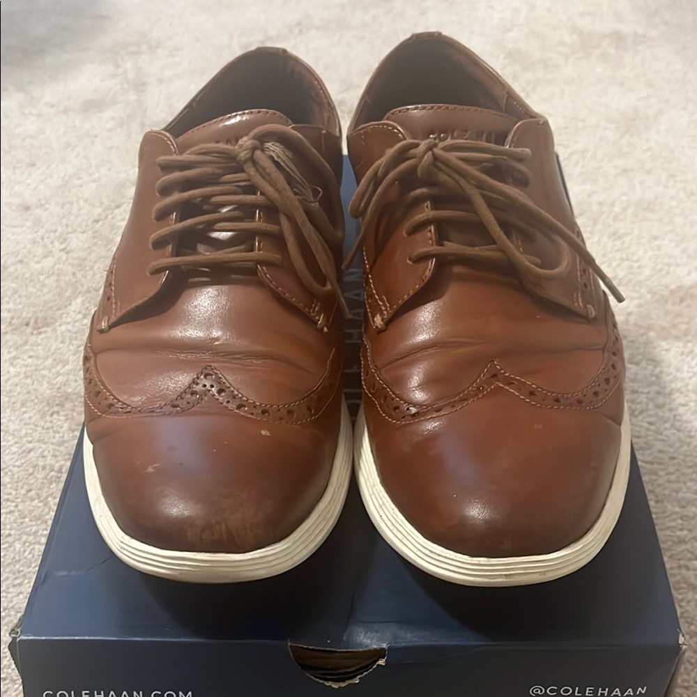 Cole Haan Men's Brown Leather Grand Os wingtip Shoes